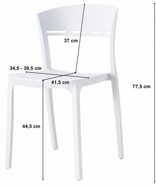 Bela jedilna garnitura 1+4, jedilna miza OSLO 80x80 in bel plastični stol COCO