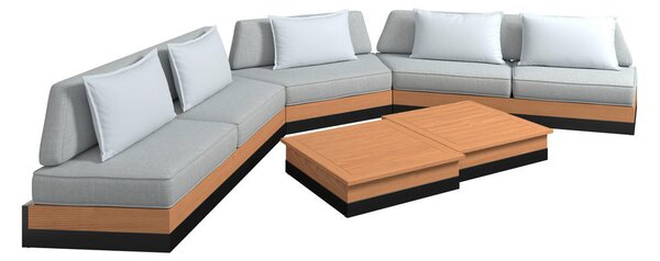 LOUNGE GARNITURA tikovina aluminij