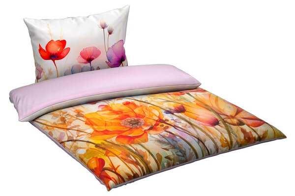 OBOJESTRANSKA POSTELJNINA 140/200 cm saten oranžna