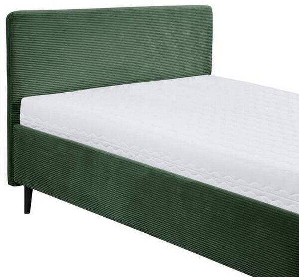 OBLAZINJENA POSTELJA 140 cm x 200 cm , tekstil, leseni material olivno zelena