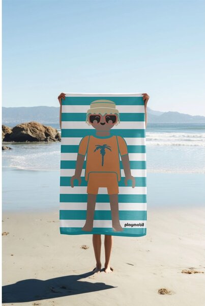 Modra frotirna bombažna brisača za na plažo 75x140 cm Summer Boy – Playmobil