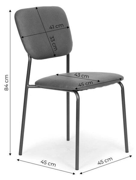 Komplet 6 jedilnih stolov - sivo eko usnje