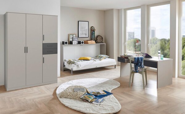ZLOŽLJIVA POSTELJA 120 cm x 200 cm , leseni material siva, sahara