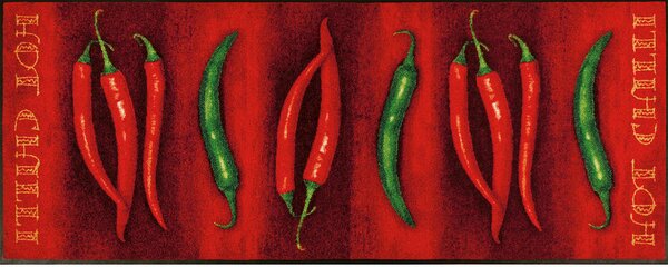 KUHINJSKI TEKAČ Hot Chilli 75/190 cm potiskano zelena, rdeča