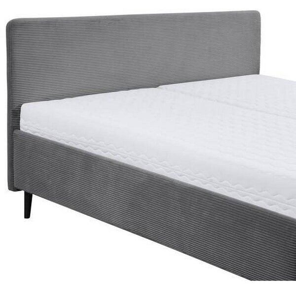 OBLAZINJENA POSTELJA 160 cm x 200 cm , tekstil, leseni material temno siva