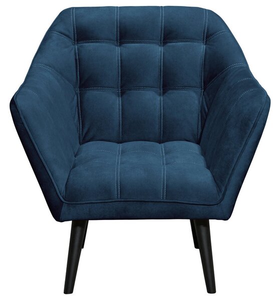 KOKTAJL FOTELJ, modra tekstil, leseni material
