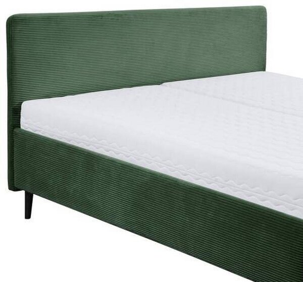OBLAZINJENA POSTELJA 180 cm x 200 cm , tekstil, leseni material olivno zelena