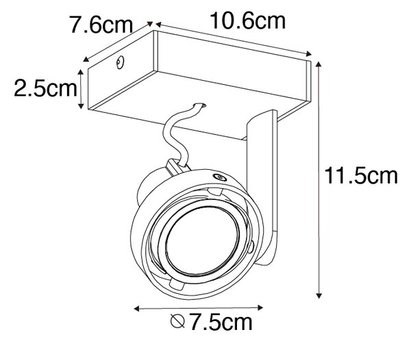 Sodobni stropni reflektor bel vrtljiv in nagiben GU10 50mm - Master