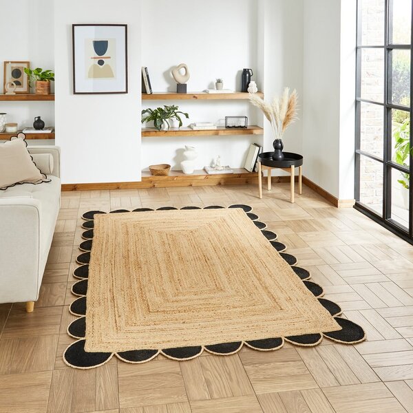 Preproga iz jute v črni in naravni barvi 120x170 cm Savannah Jute – Think Rugs