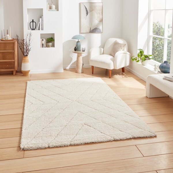 Kremno bela preproga 120x170 cm Ideal Shaggy – Think Rugs