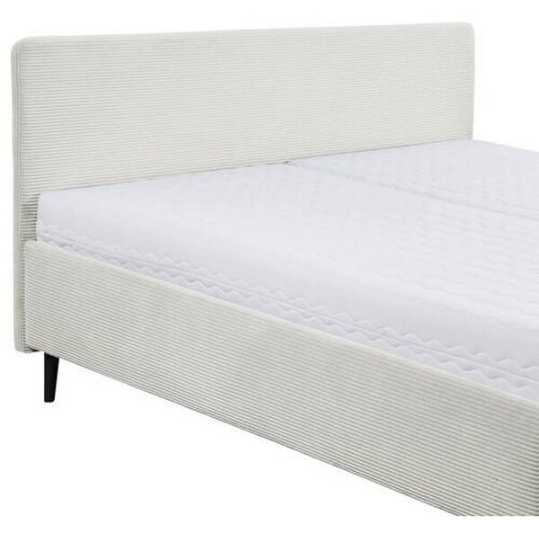 OBLAZINJENA POSTELJA 160 cm x 200 cm , tekstil, leseni material krem barve