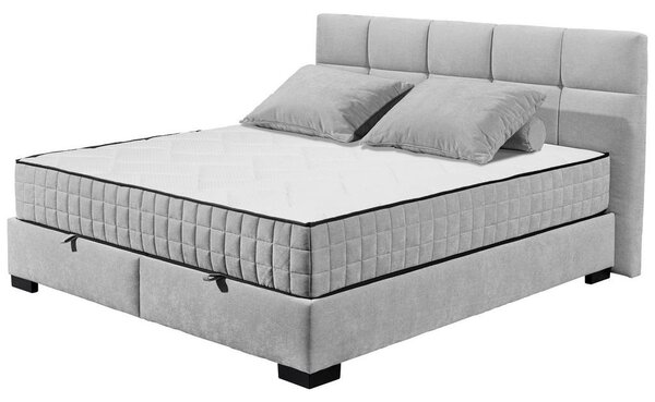 POSTELJA Z VZMETNICO 180 cm x 200 cm , tekstil, leseni material svetlo siva
