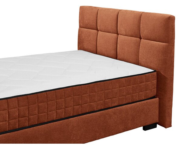 POSTELJA Z VZMETNICO 120 cm x 200 cm , tekstil, leseni material barve konjaka
