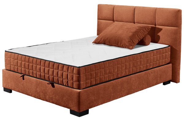 POSTELJA Z VZMETNICO 120 cm x 200 cm , tekstil, leseni material barve konjaka