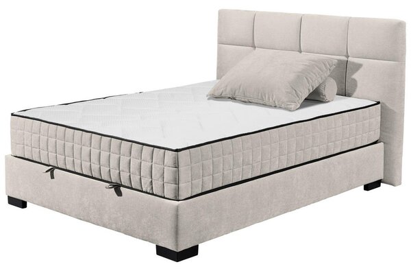 POSTELJA Z VZMETNICO 140 cm x 200 cm , tekstil, leseni material bež