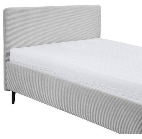 OBLAZINJENA POSTELJA 140 cm x 200 cm , tekstil, leseni material svetlo siva