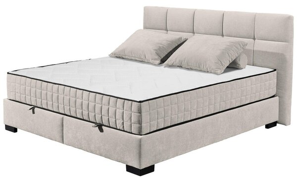 POSTELJA Z VZMETNICO 180 cm x 200 cm , tekstil, leseni material bež