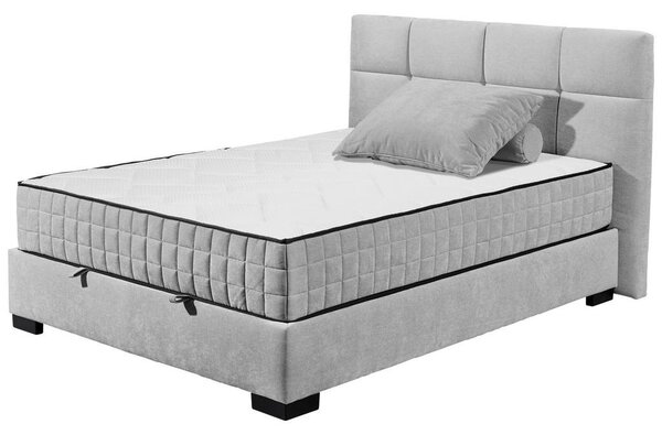 POSTELJA Z VZMETNICO 120 cm x 200 cm , tekstil, leseni material svetlo siva