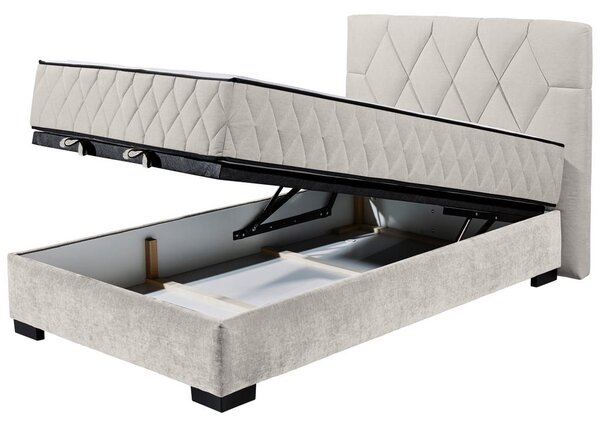 POSTELJA Z VZMETNICO 120 cm x 200 cm , tekstil, leseni material bež