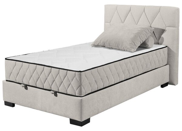 POSTELJA Z VZMETNICO 120 cm x 200 cm , tekstil, leseni material bež