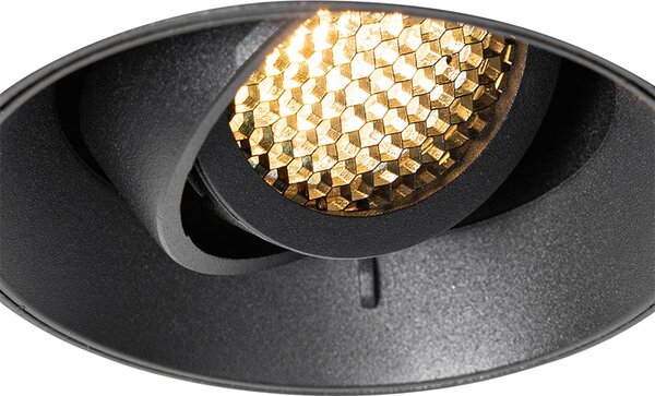 Komplet 6 modernih vgradnih reflektorjev črne barve GU10 okrogli brez obrobe - Oneon Honey