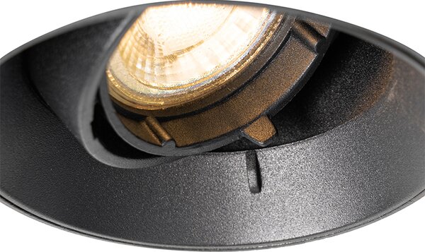 Komplet 6 modernih vgradnih reflektorjev črne barve GU10 okrogli brez obrobe - Oneon