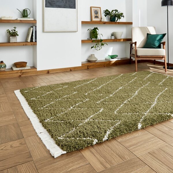 Zelen tekač 60x230 cm Boho – Think Rugs