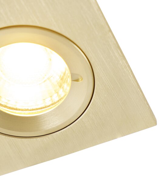 Komplet 6 modernih vgradnih reflektorjev zlati kvadrat IP44 - Xena