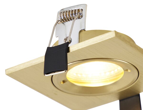 Komplet 6 modernih vgradnih reflektorjev zlati kvadrat IP44 - Xena