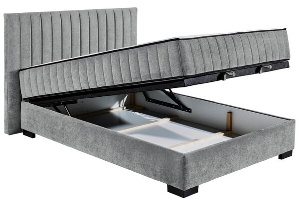 POSTELJA Z VZMETNICO 140 cm x 200 cm , tekstil, leseni material antracit