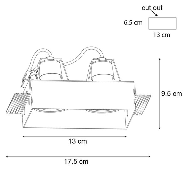 Komplet 6 vgradnih reflektorjev belih GU10 50 mm 2-lučni brez okvirja - Oneon