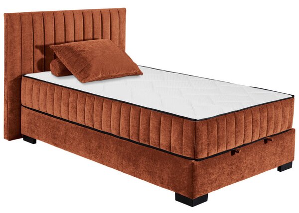 POSTELJA Z VZMETNICO 120 cm x 200 cm , tekstil, leseni material barve konjaka