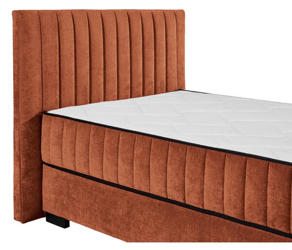 POSTELJA Z VZMETNICO 120 cm x 200 cm , tekstil, leseni material barve konjaka