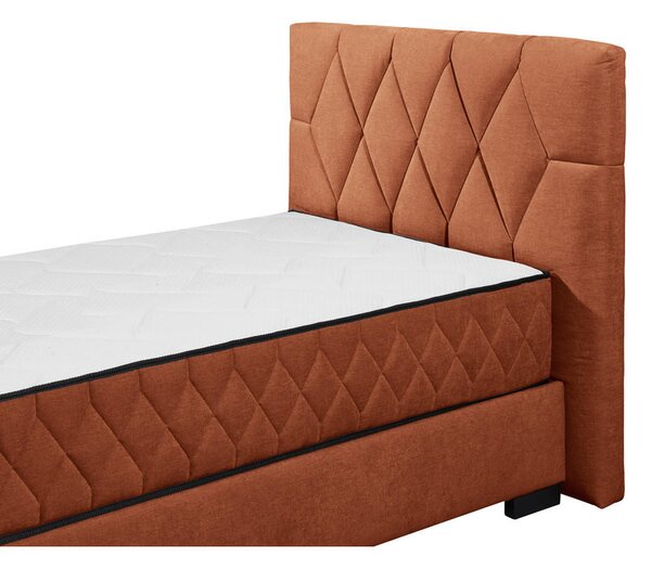 POSTELJA Z VZMETNICO 120 cm x 200 cm , tekstil, leseni material barve konjaka