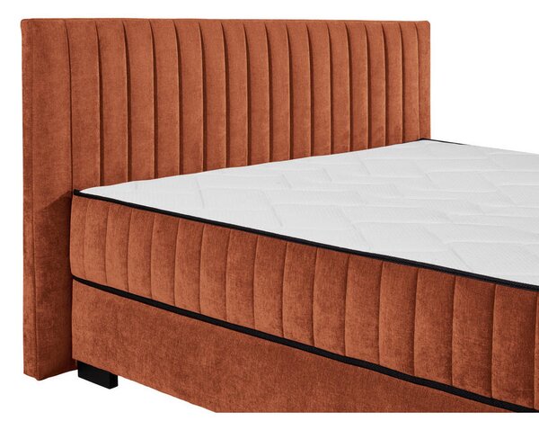 POSTELJA Z VZMETNICO 180 cm x 200 cm , tekstil, leseni material barve konjaka