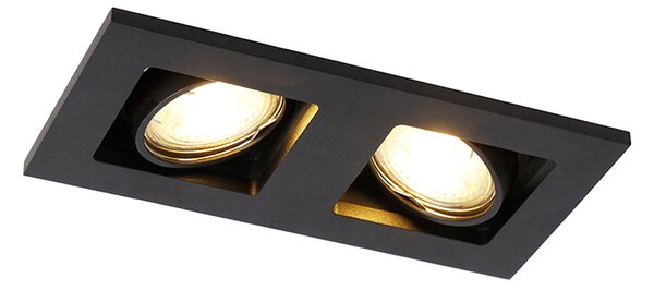 Vgradni reflektor črne barve pravokotne oblike 2 luči - Qure