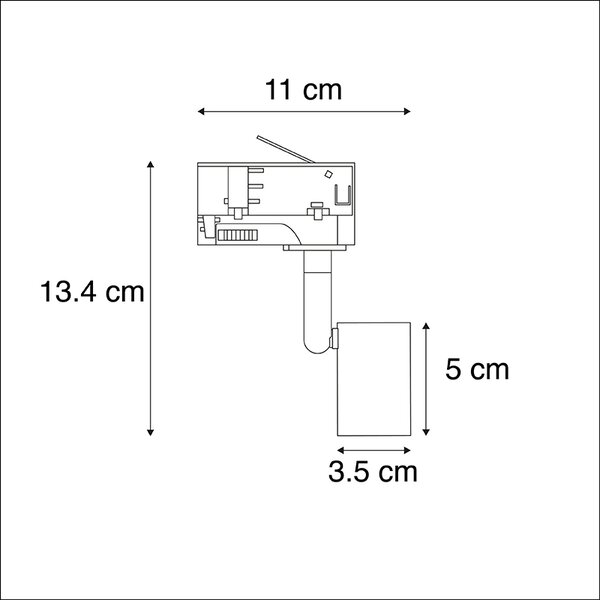 Črni tirni reflektor za 3-fazni tir GU10 50 mm - 3-fazni Jeany