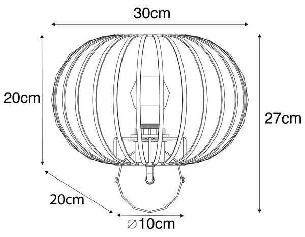 Dizajn stenska svetilka rjasto rjava 30 cm - Johanna