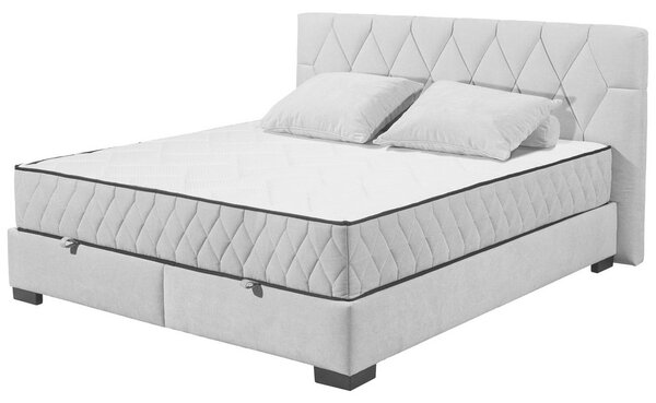 POSTELJA Z VZMETNICO 180 cm x 200 cm , tekstil, leseni material svetlo siva