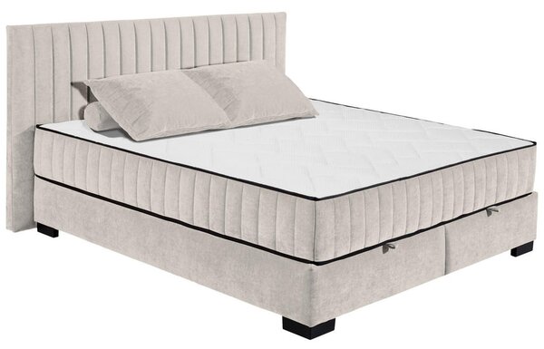 POSTELJA Z VZMETNICO 180 cm x 200 cm , tekstil, leseni material bež