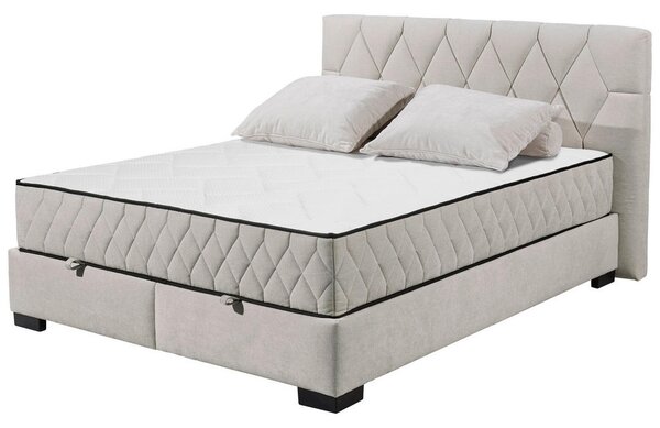 POSTELJA Z VZMETNICO 160 cm x 200 cm , leseni material, tekstil bež