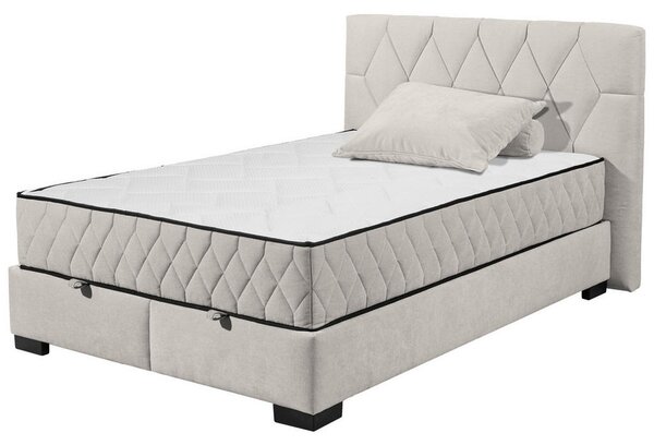 POSTELJA Z VZMETNICO 140 cm x 200 cm , tekstil, leseni material bež