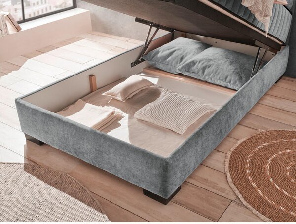 POSTELJA Z VZMETNICO 120 cm x 200 cm , tekstil, leseni material antracit