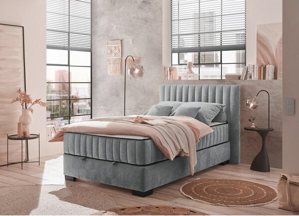 POSTELJA Z VZMETNICO 120 cm x 200 cm , tekstil, leseni material antracit