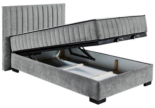 POSTELJA Z VZMETNICO 120 cm x 200 cm , tekstil, leseni material antracit