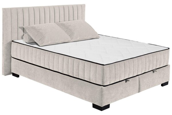 POSTELJA Z VZMETNICO 160 cm x 200 cm , tekstil, leseni material bež