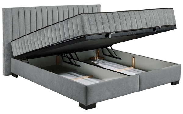 POSTELJA Z VZMETNICO 180 cm x 200 cm , tekstil, leseni material antracit