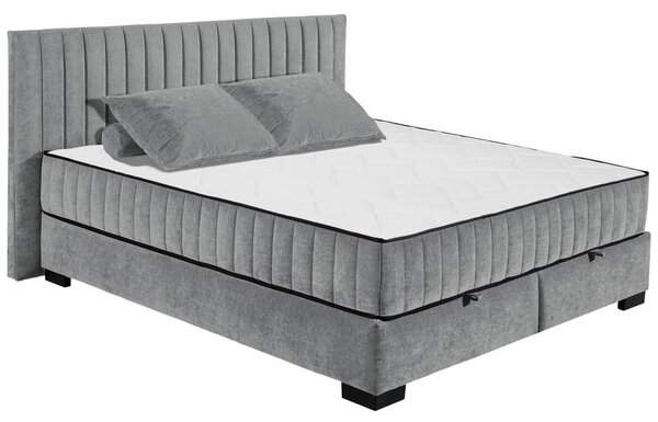 POSTELJA Z VZMETNICO 180 cm x 200 cm , tekstil, leseni material antracit