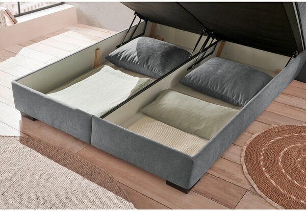 POSTELJA Z VZMETNICO 180 cm x 200 cm , tekstil, leseni material antracit
