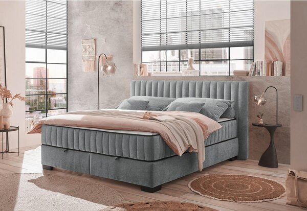 POSTELJA Z VZMETNICO 180 cm x 200 cm , tekstil, leseni material antracit